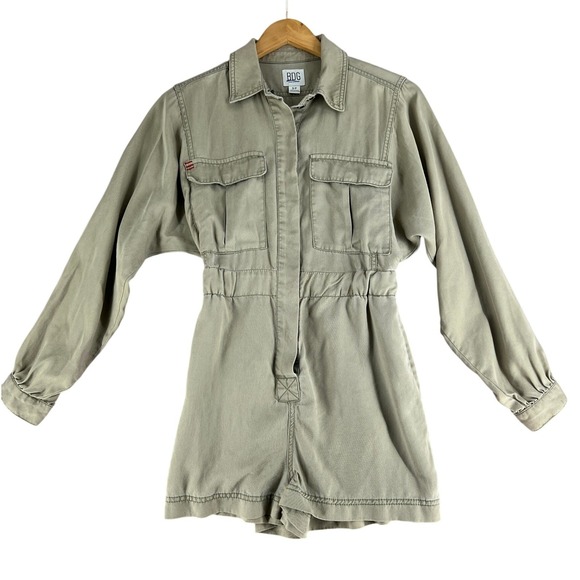 BDG Pants - BDG Urban Outfitters Khaki Tan Utility Romper Long Sleeve Button Front Small